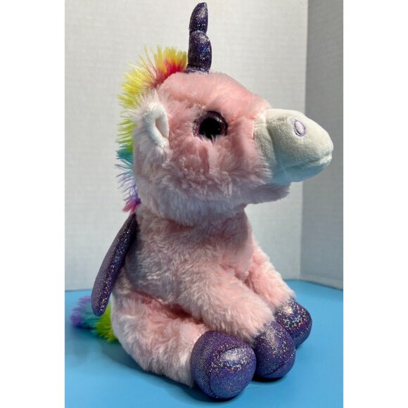 Anico Intl Unicorn Plush Stuffed Animal Pink Purple Glitter Hooves Eyes 10" - Picture 4 of 4